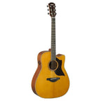 Yamaha A3M dreadnought acoustic guitar with mahogany back and sides, featuring a built-in pickup for amplified sound.
