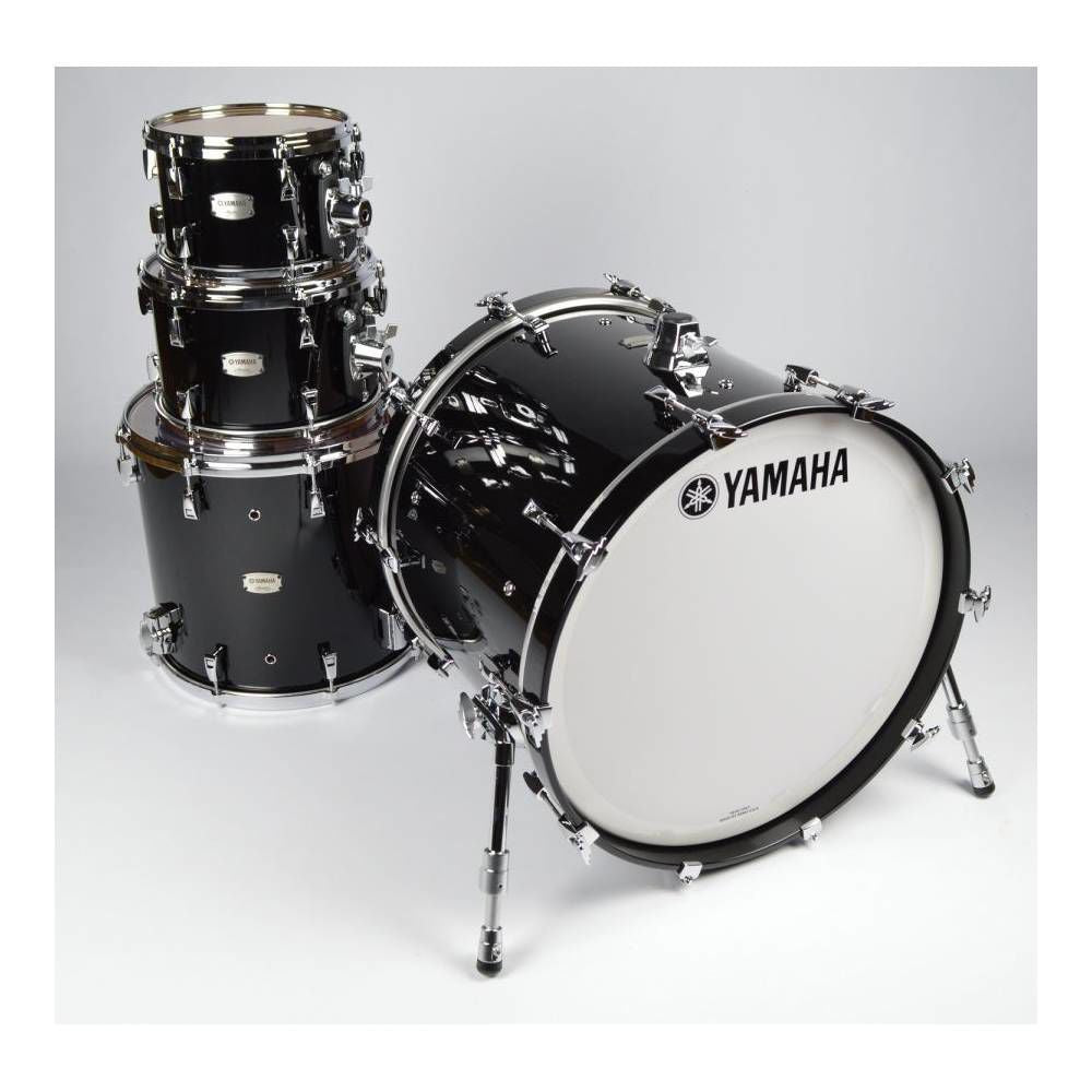 Yamaha Absolute Hybrid Maple 5-Piece Euro Drum Kit with Snare Drum, TH945B and HW880 Hardware Set - Solid Black