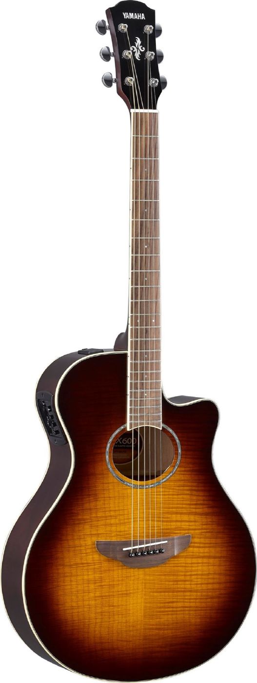 Yamaha APX600 Thinline Acoustic Guitar with Pickup & Flamed Maple Top in Tobacco Brown Sunburst
