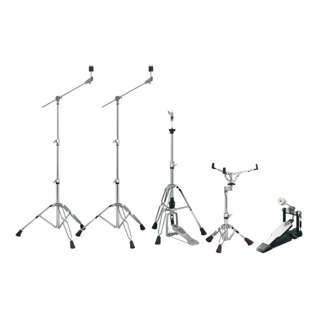 Yamaha HW880 drum hardware pack with cymbal stands, hi-hat stand, and bass drum pedal for drum kits.