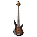 Yamaha TRBX174EW-TBS electric bass guitar with exotic wood finish in tobacco brown sunburst, 4-string, showcasing the body and neck.