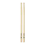 Vater VH3AW 3A American Hickory wood tip drumsticks for drumming, featuring a natural wood finish and tapered design.