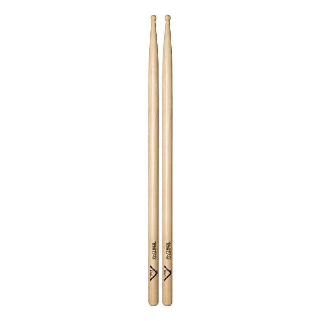 Vater Phat Ride wood tip American Hickory drumsticks with natural finish, designed for drummers and percussionists.