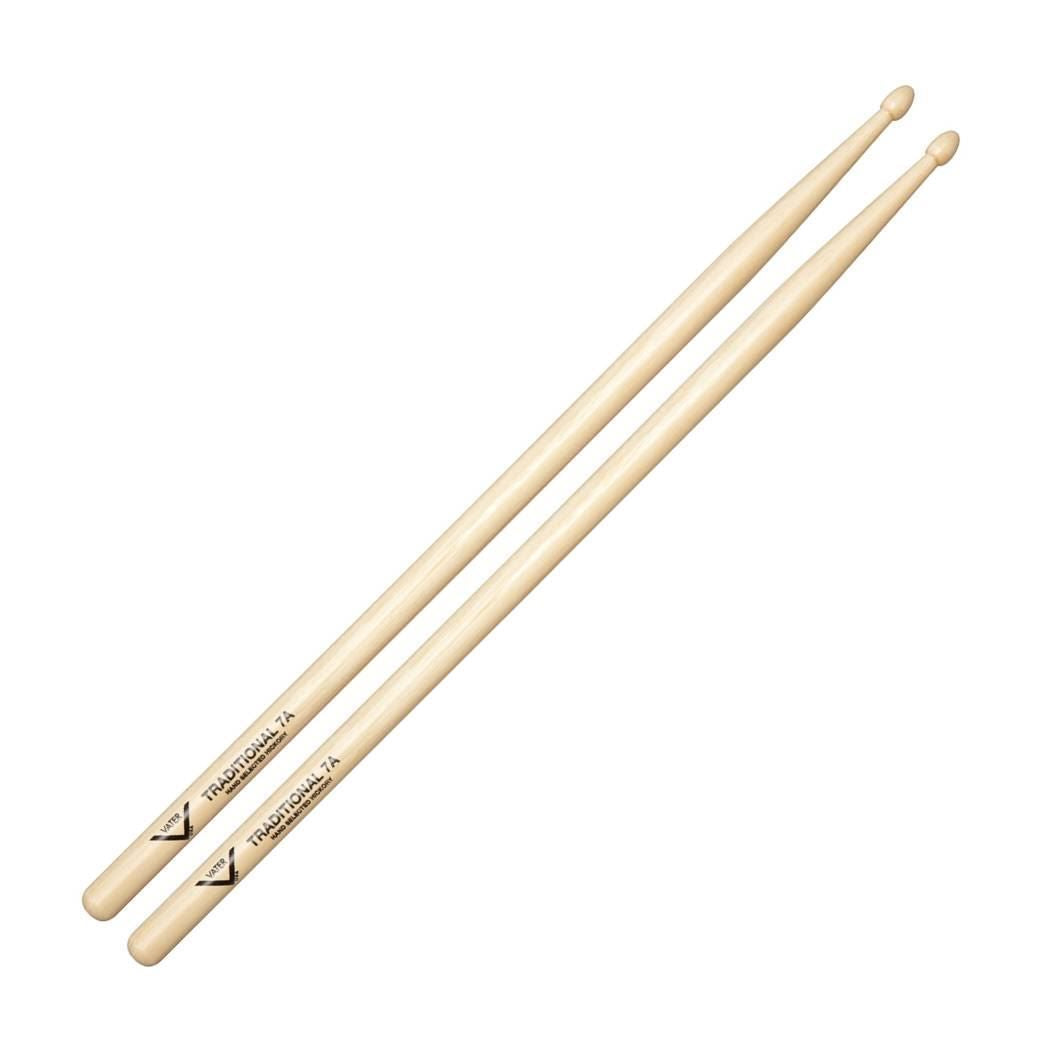 Vater VHT7AW American Hickory Traditional 7A Drumsticks - Wood Tip