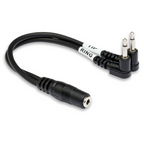 Hosa YMM-492 3.5mm TRSF to Dual Right Angle 3.5mm TS Air Travel Headphone Adaptor Cable