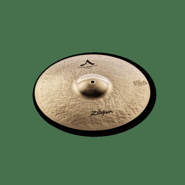 Pair of Zildjian Orchestral Classic 20-inch Medium Heavy cymbals, showcasing their polished bronze surface and detailed hammering.