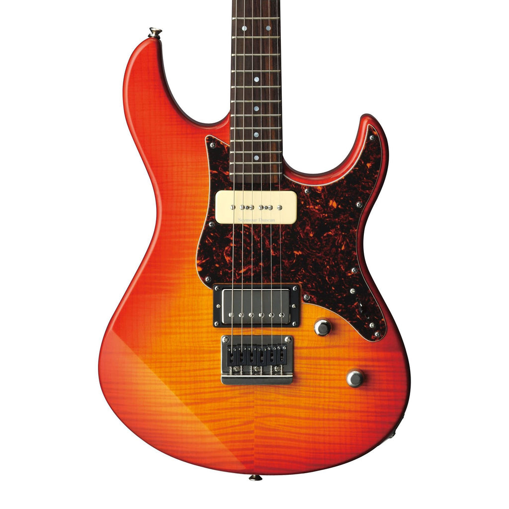 Yamaha PAC611H Pacifica Electric Guitar with Tinted Maple Neck in Light Amber Burst Flamed Maple