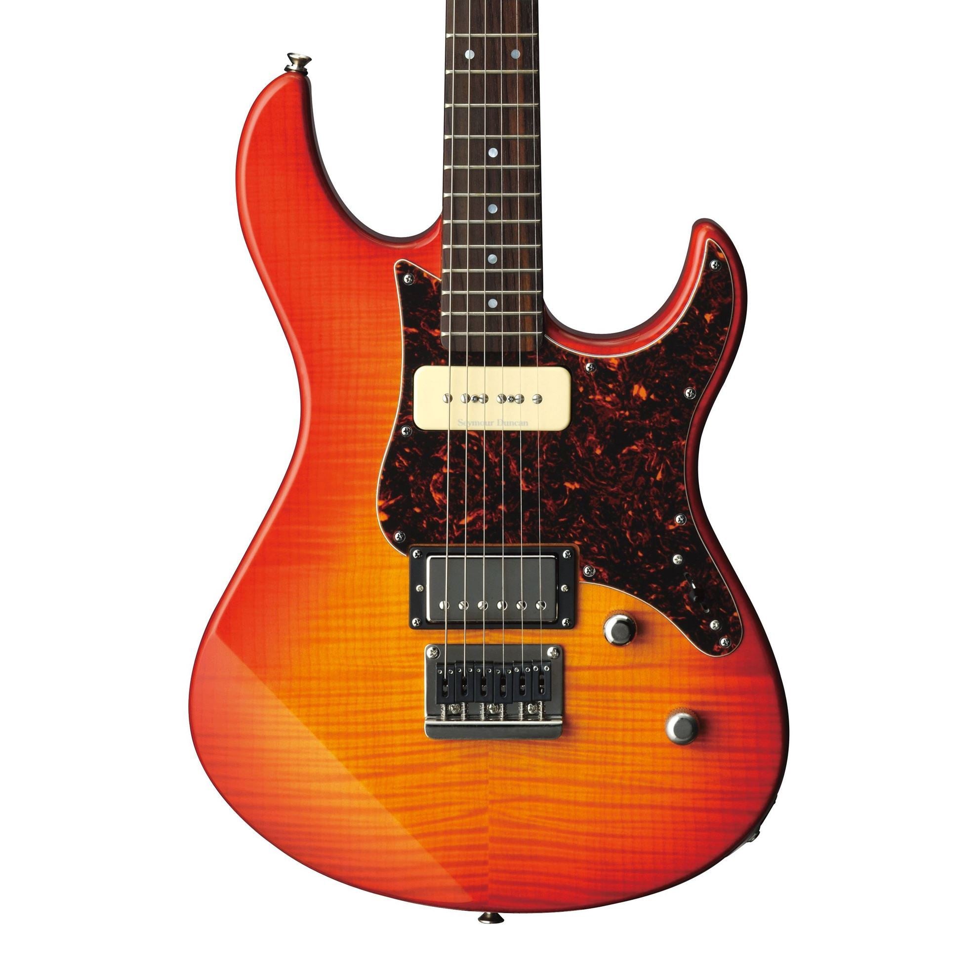 Yamaha PAC611H Pacifica Electric Guitar with Tinted Maple Neck in Light Amber Burst Flamed Maple