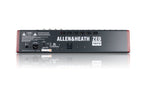 Allen & Heath Zed-16FX analog mixing desk with multiple input channels, built-in effects, and USB connectivity for audio mixing.
