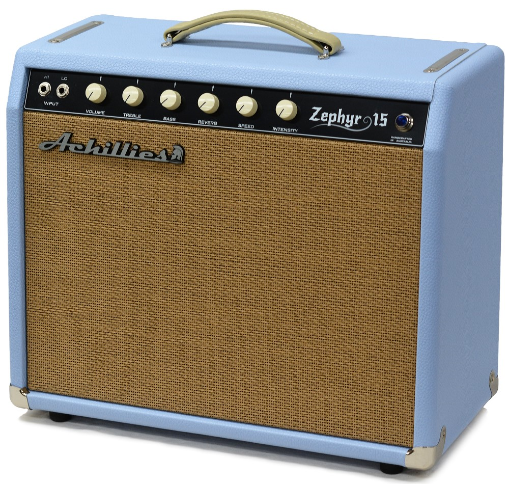 Achillies Zephyr 15w 1x10 Tube Guitar Combo Amplifier with Jensen C10R - Sky Blue Bronco Tolex
