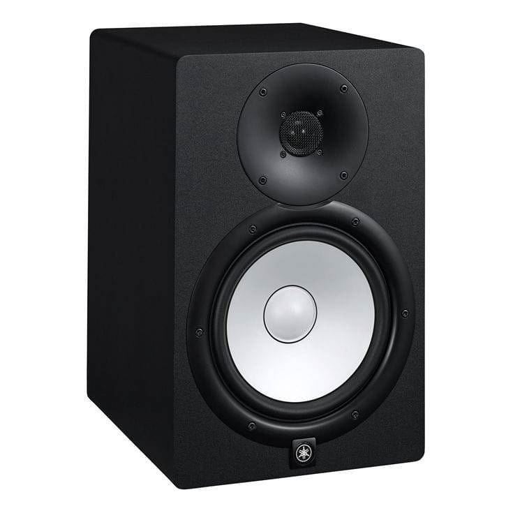 Yamaha HS8 8-inch 2-way powered studio monitor in black, showing the front view with speaker grille and control panel.