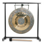 Zildjian 12-inch traditional gong with stand set, showing the metallic gong and sturdy stand on a plain background.