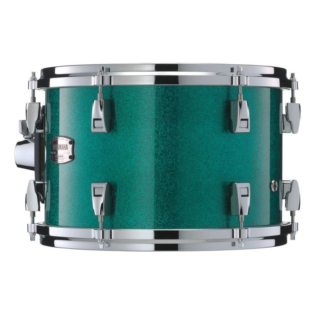 Yamaha Absolute Hybrid Maple 12x9 inch rack tom in jade green sparkle finish, showcasing its vibrant color and sleek design.