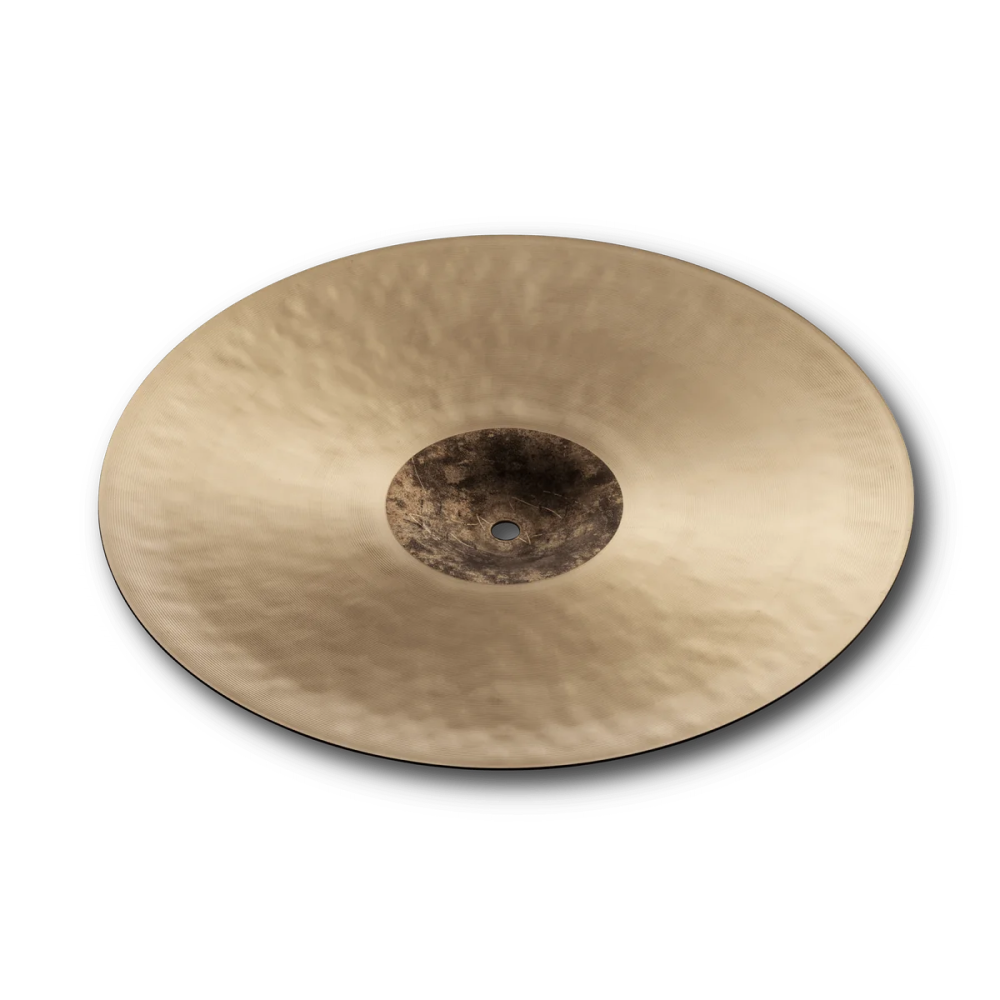 Pair of Zildjian K 15-inch Sweet Hi-Hat Cymbals, single cymbals with a shiny bronze finish, displayed on a stand.