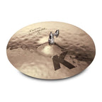 Zildjian K Custom 14-inch Session Hi-Hat Cymbal top view, showing the textured surface and branding logo.