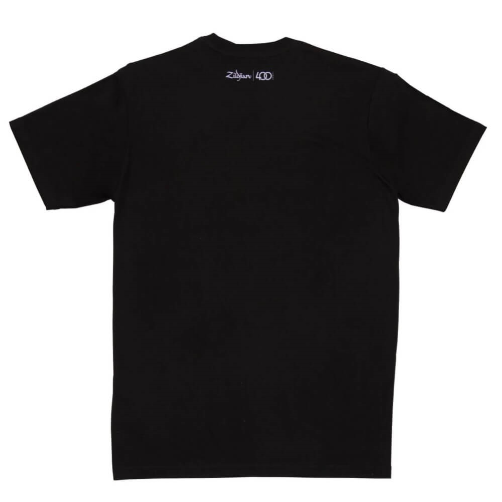 Zildjian Limited Edition 400th Anniversary Alchemy T shirt in small, featuring drum-themed design and Zildjian branding.
