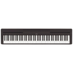 Yamaha P-45 portable digital piano in black with weighted keys, compact design, perfect for home or stage use.