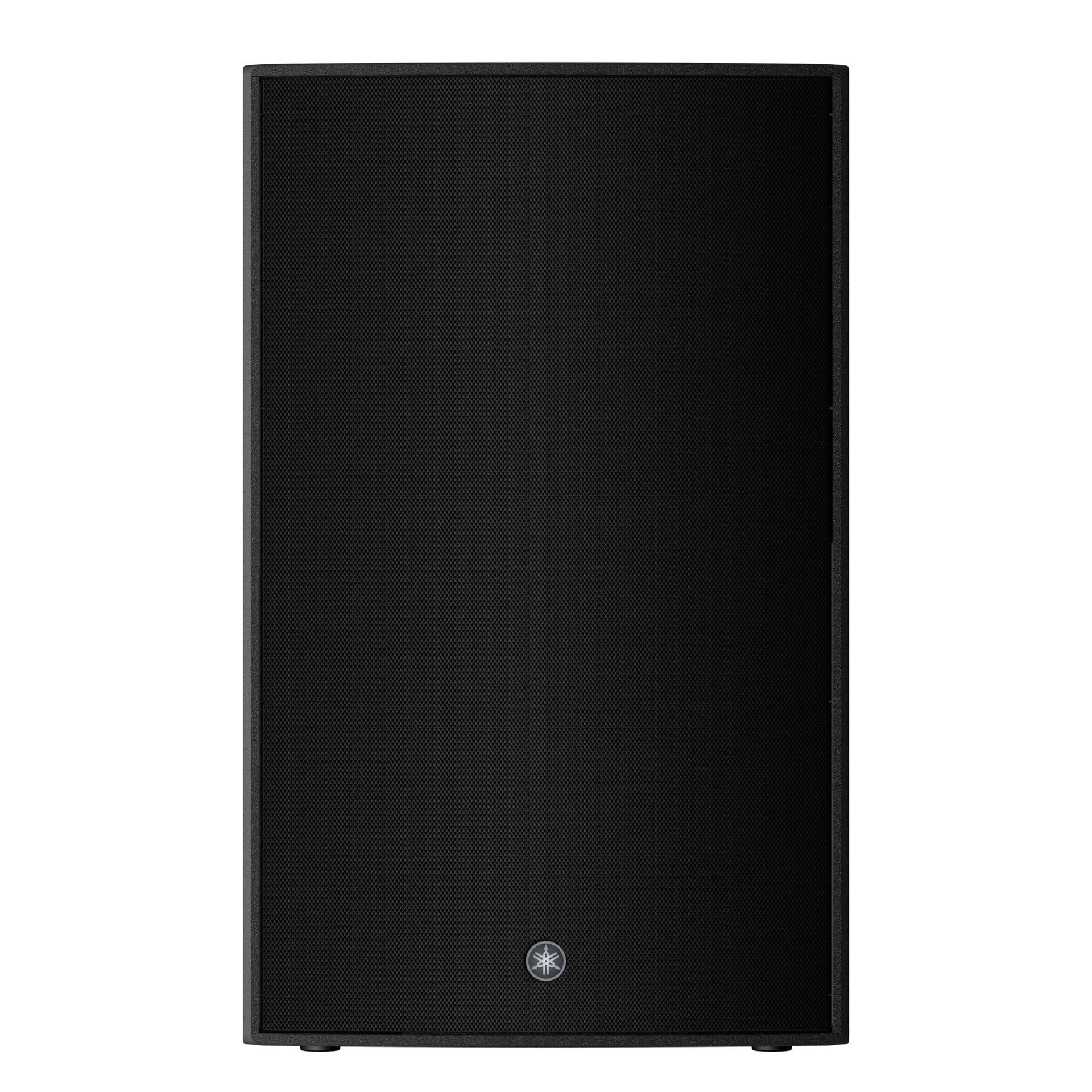 Yamaha DZR315 15-inch three-way powered PA speaker with 2000 watt amplifier, showing front grill and control panel.