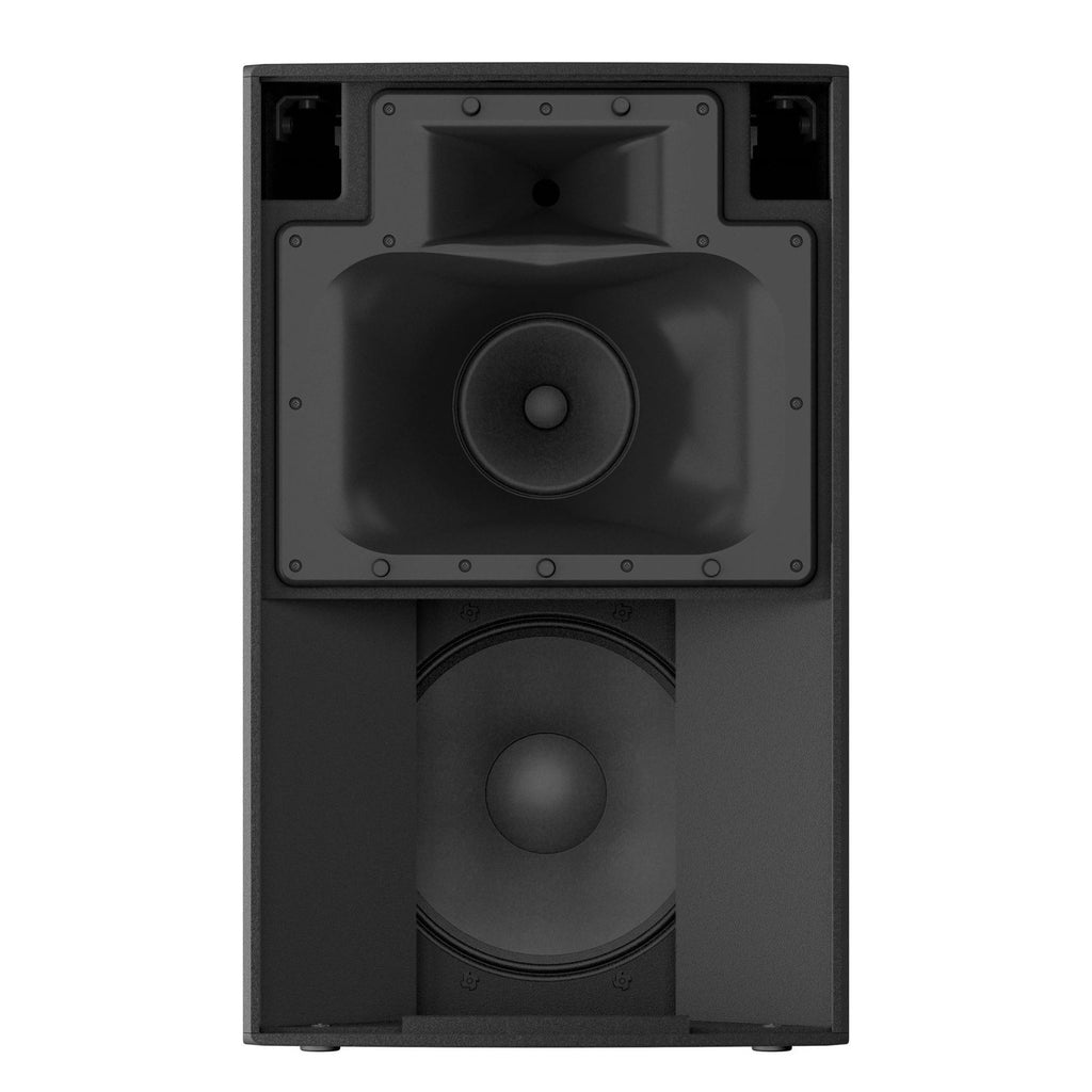 Yamaha DZR315 15-inch 3-way powered PA speaker with 2000W output, showcasing the front grille and control panel.