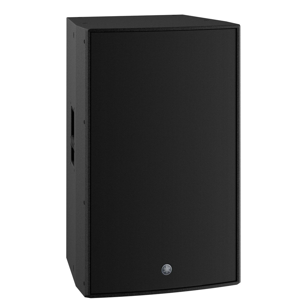 Yamaha DZR315 15-inch 3-way powered PA speaker with 2000-watt output, showing the speaker driver and control panel.
