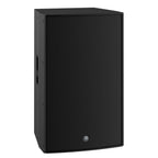 Yamaha DZR315 15-inch 3-way powered PA speaker with 2000-watt output, showing the speaker driver and control panel.