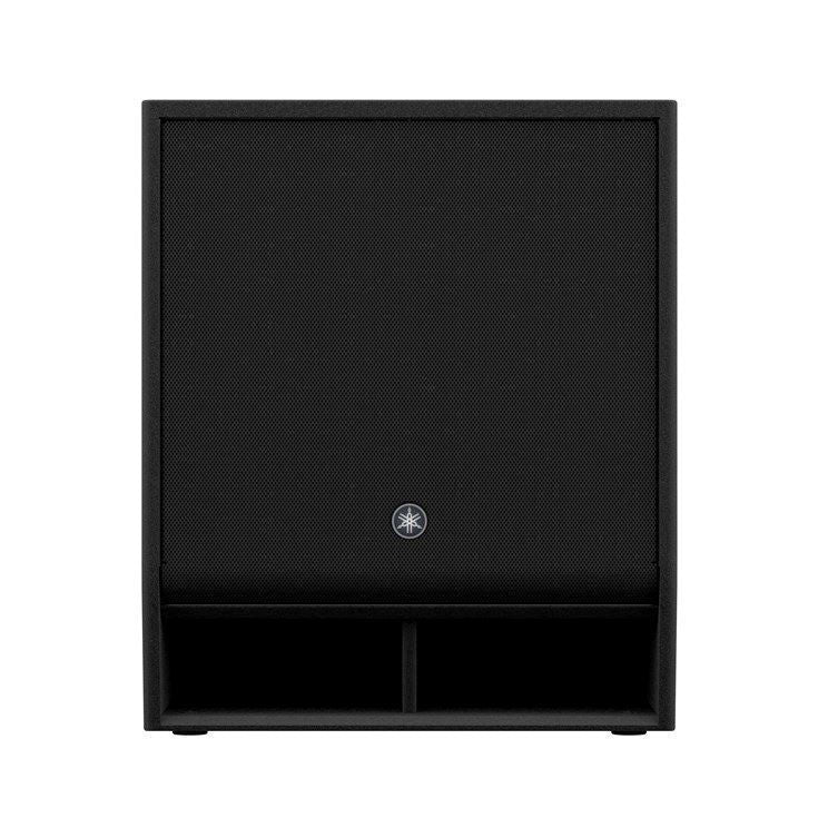 Yamaha DXS18XLF 18-inch powered PA subwoofer with 1600W, showcasing its front grille and control panel for live sound reinforcement.