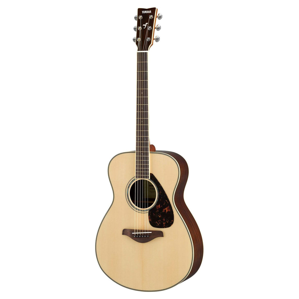 Yamaha FS830NT acoustic guitar in natural finish, showcasing its body, neck, and headstock on a plain background.