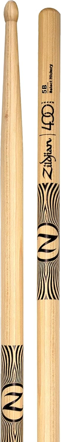 Zildjian LE 400th Anniversary 5B Acorn drumsticks with clear and black design, suitable for 60s rock drumming.