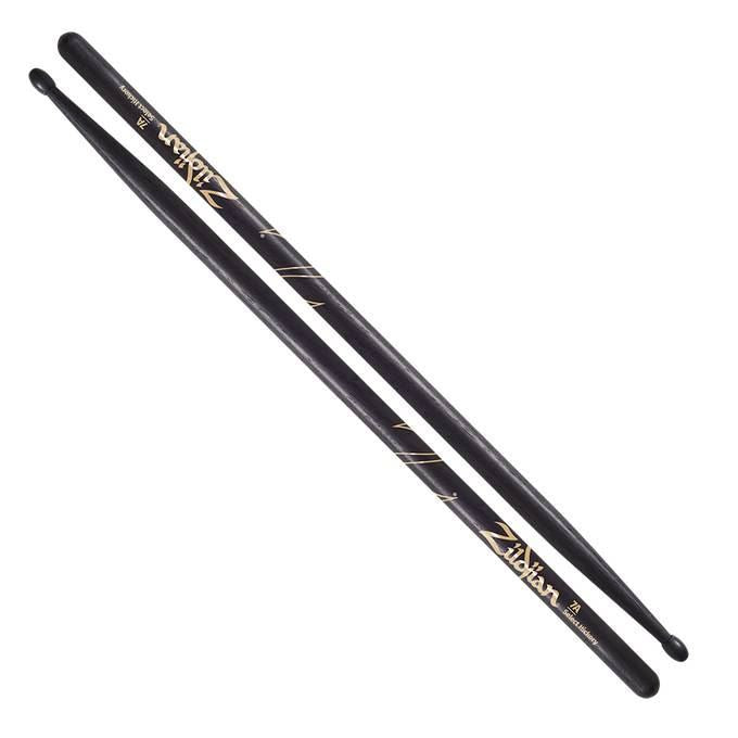 Zildjian Hickory 7A nylon black drumsticks with a smooth finish, designed for versatile drumming performance.