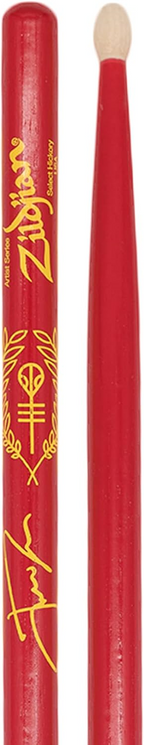Zildjian Artist Series Josh Dun drumsticks in Clancy Red, wooden sticks designed for drummers and percussionists.