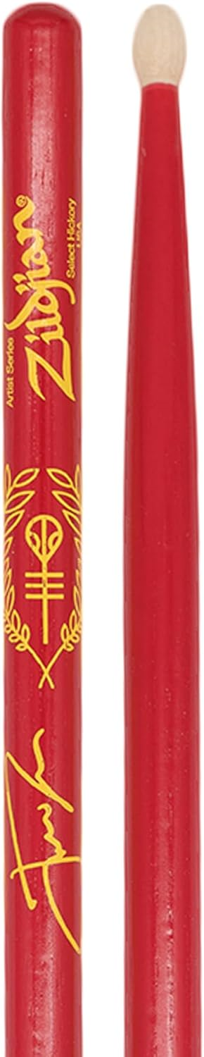 Zildjian Artist Series Josh Dun drumsticks in Clancy Red, wooden sticks designed for drummers and percussionists.