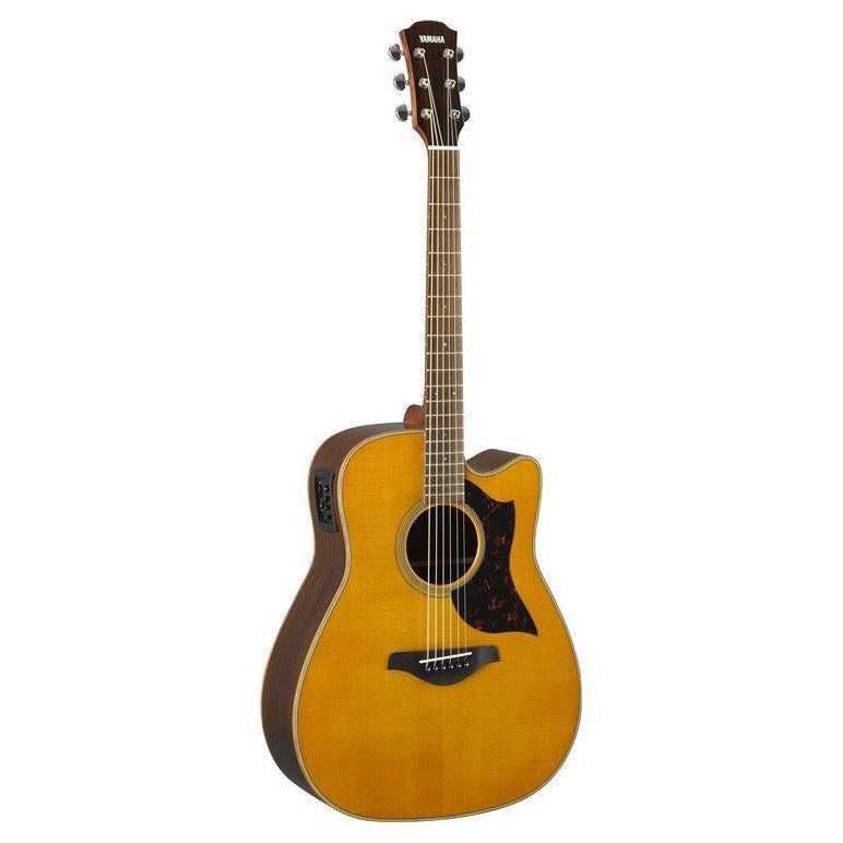 Yamaha A1R dreadnought acoustic guitar with rosewood back and sides, featuring a built-in pickup for amplified sound.