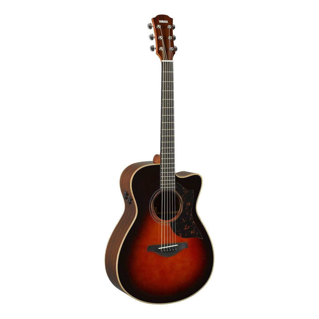 Yamaha AC3R concert size acoustic guitar in brown sunburst with rosewood back and sides and built-in pickup.