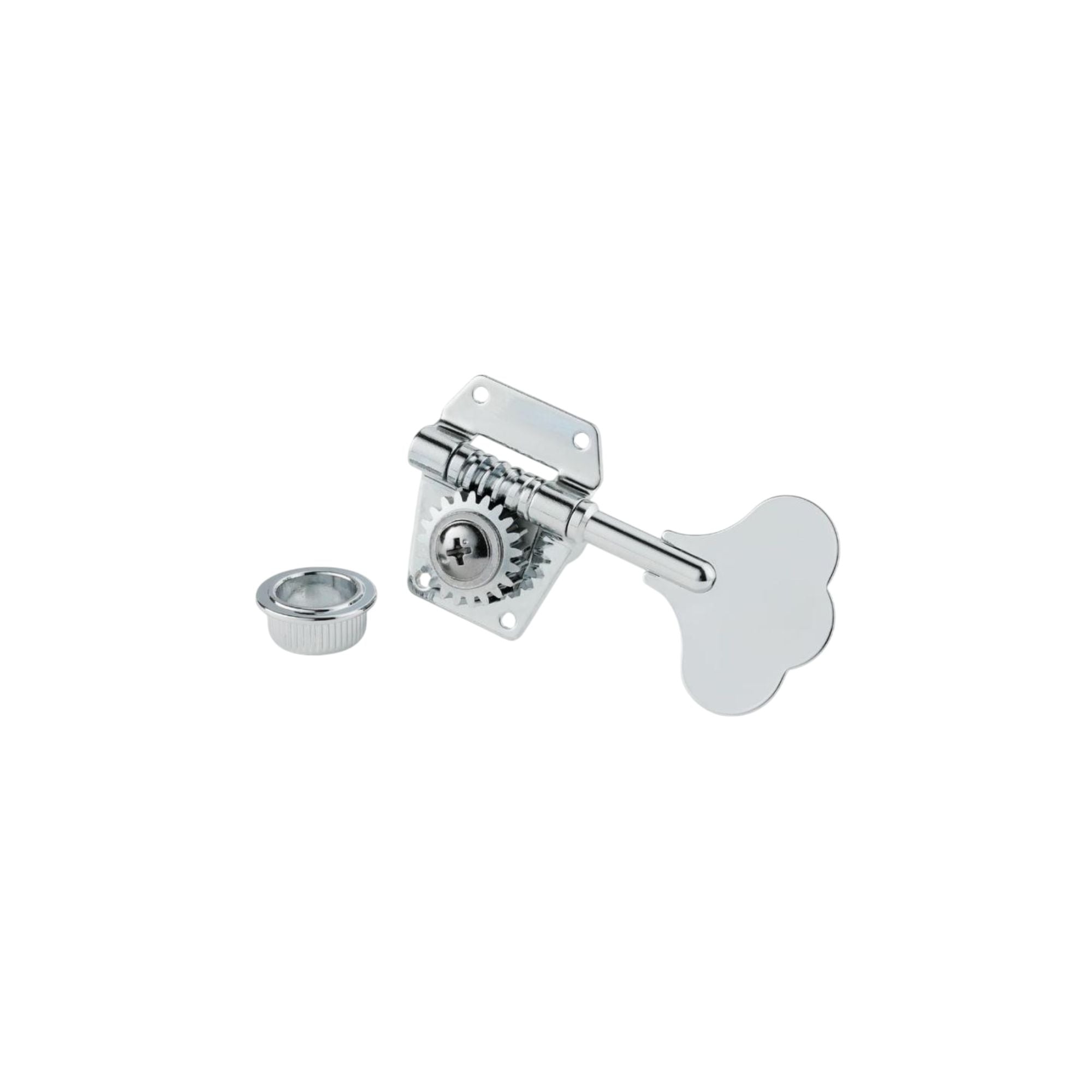 Yamaha BB234 guitar machine heads in chrome, single tuning pegs for electric bass guitar parts, showing shiny chrome finish.