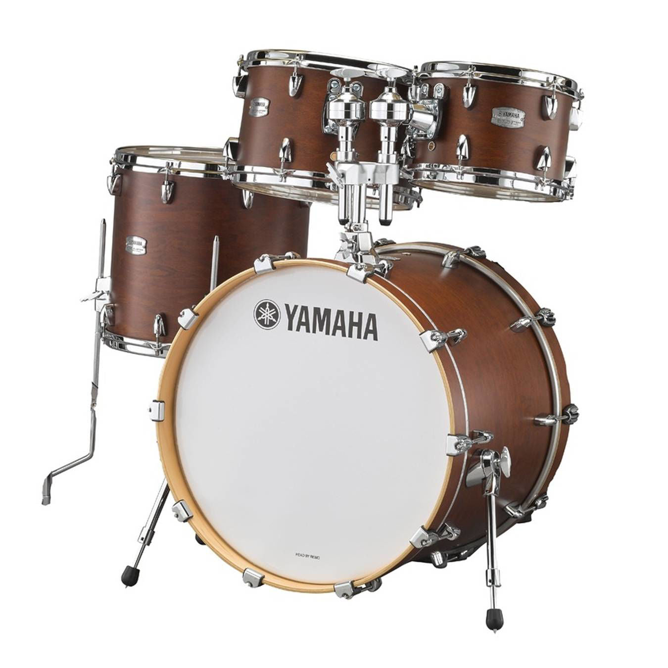 Yamaha Tour Custom Euro Shell Pack in chocolate satin finish, featuring high-quality drum shells for professional drum kits.