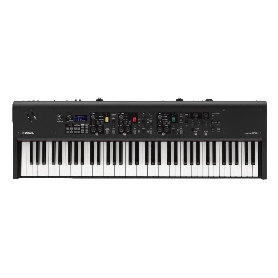 Yamaha CP-73 73-key stage & performance digital piano with balanced hammer keys, black finish, and control panel.