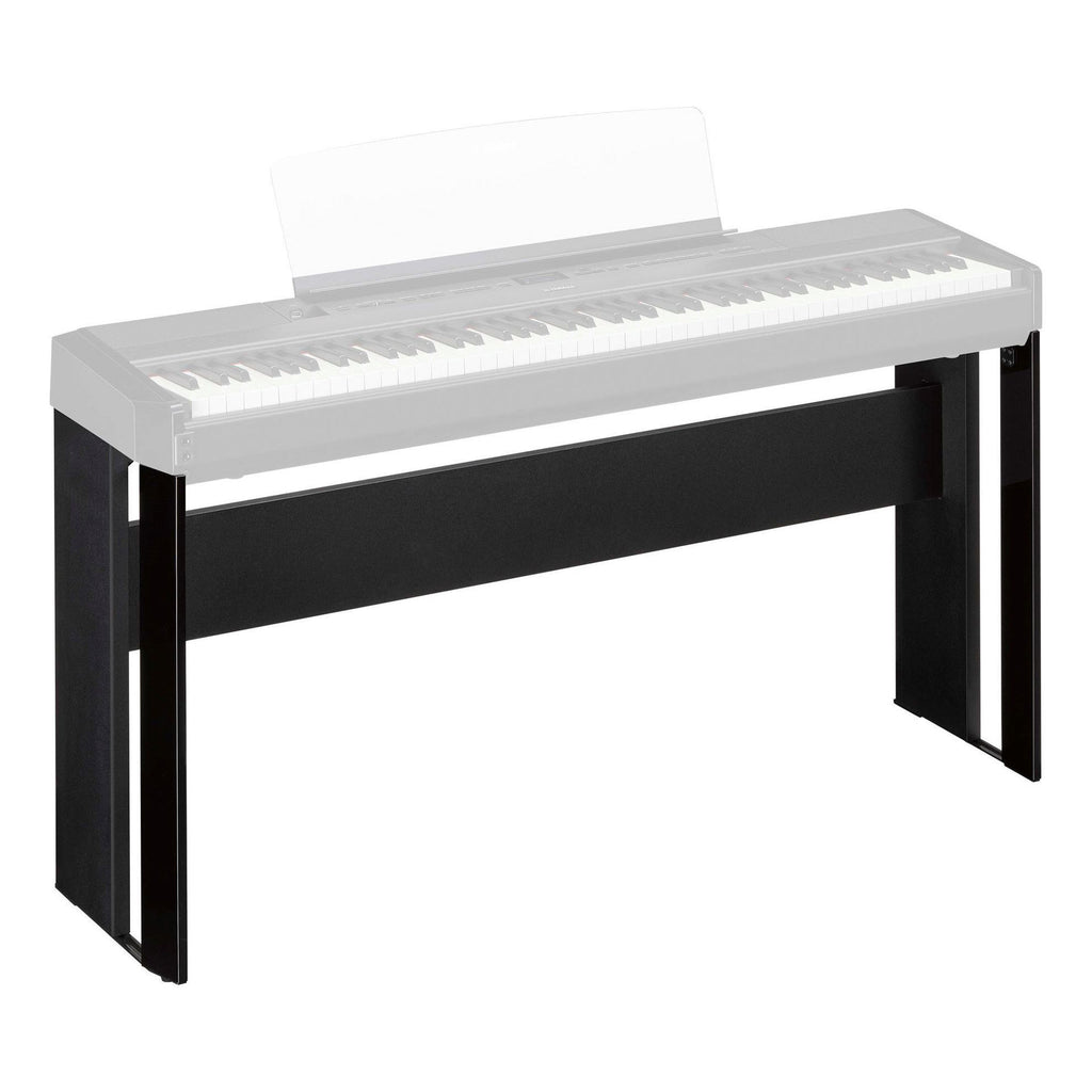 Yamaha L515B black keyboard stand for P-515 and P-525 digital pianos, sturdy metal frame, designed for stable support.