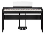 Black Yamaha L515B keyboard stand for P-515 and P-525 digital pianos, with sturdy metal construction and adjustable height.