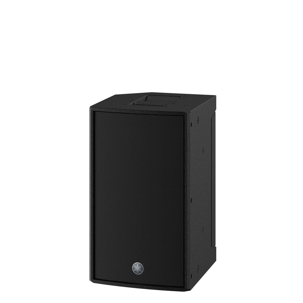 Yamaha DZR10-D 10-inch Dante-powered PA speaker with 2000-watt output, featuring professional audio equipment and controls.