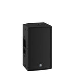 Yamaha DZR10-D 10-inch powered PA speaker with Dante audio network, 2000 watts, showcasing front view with handles and grille.