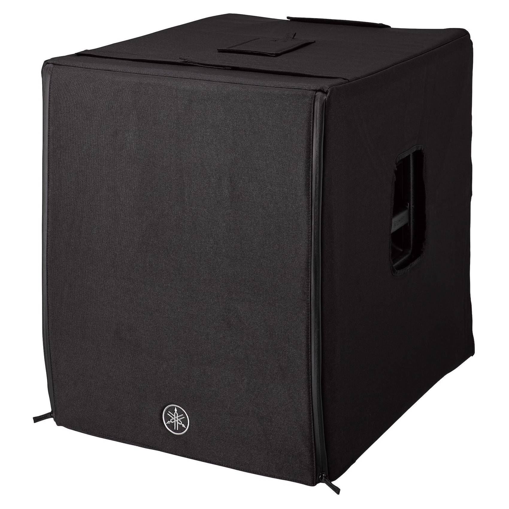 Yamaha DXS18XLF speaker sub cover in black, padded bag designed to protect the DXS18XLF subwoofer during transport and storage.