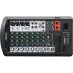 Yamaha STAGEPAS600BT portable PA system with Bluetooth, showcasing speakers and mixer in a compact setup.