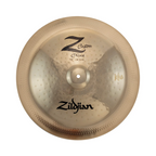 Zildjian Z Custom 18-inch China cymbal showcasing its dark finish and unique shape, designed for dynamic drumming sounds.