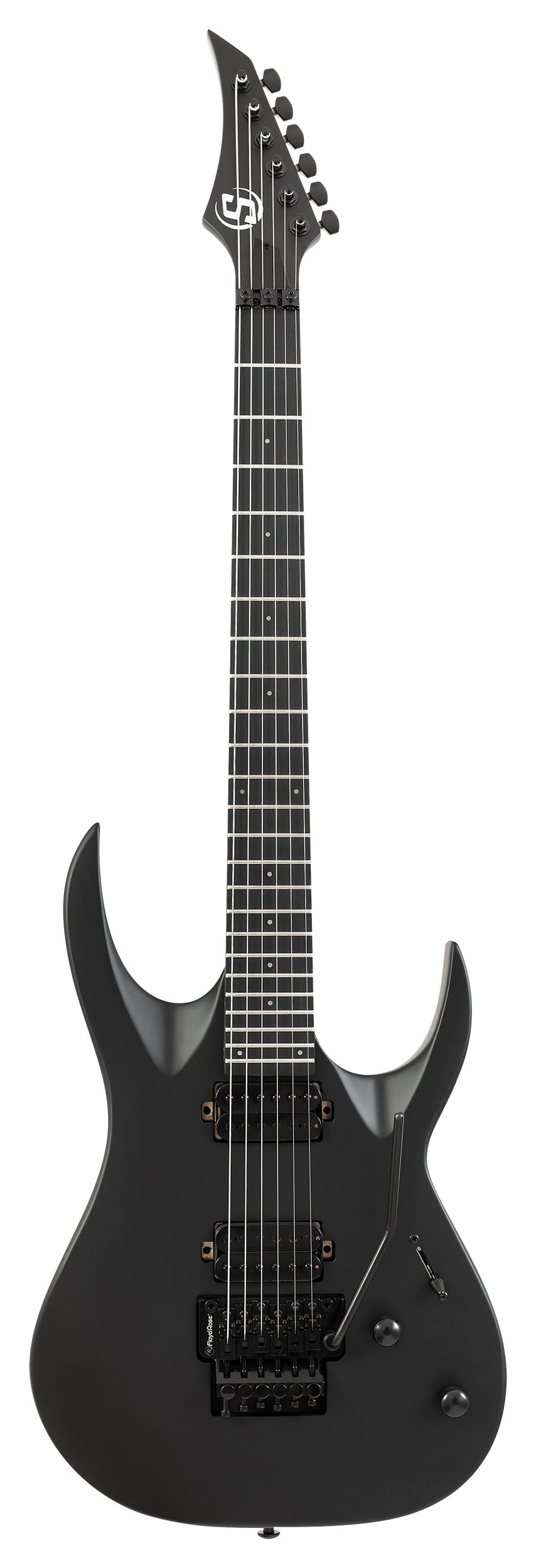 Solar S AB4.6FRC electric guitar in carbon black matte finish, featuring a sleek body and modern design.