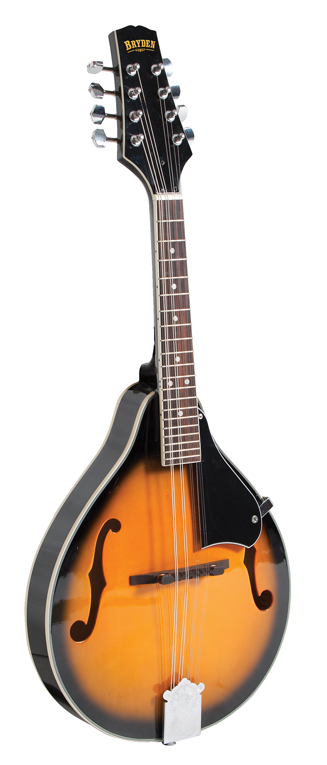 Bryden SMA10 archtop mandolin in tobacco sunburst finish, with f-holes and a carved archtop body, for folk and bluegrass music.