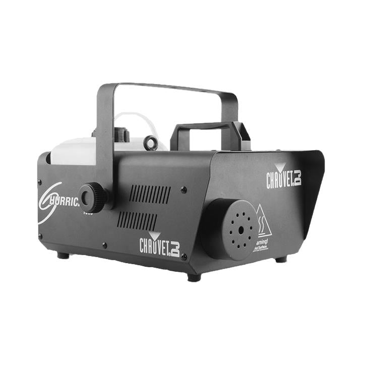 Chauvet Hurricane 1600 fog machine used for atmospheric effects, featuring a large tank and control panel.