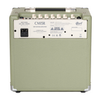 Cort CM15R PG 15W guitar combo amplifier in pastel green, featuring a compact design and control knobs for electric guitar.
