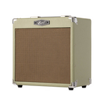 Cort CM15R PG 15W guitar combo amplifier in pastel green with control knobs and input jack, ideal for practice or small gigs.