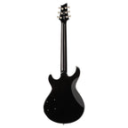 Cort Mirage M600 electric guitar in trans purple burst finish, viewed from the back showing the body and neck details.