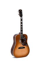Sigma DM-SG5 Hummingbird Dreadnought Acoustic Guitar with wood finish and six strings, showcasing its body and fretboard.